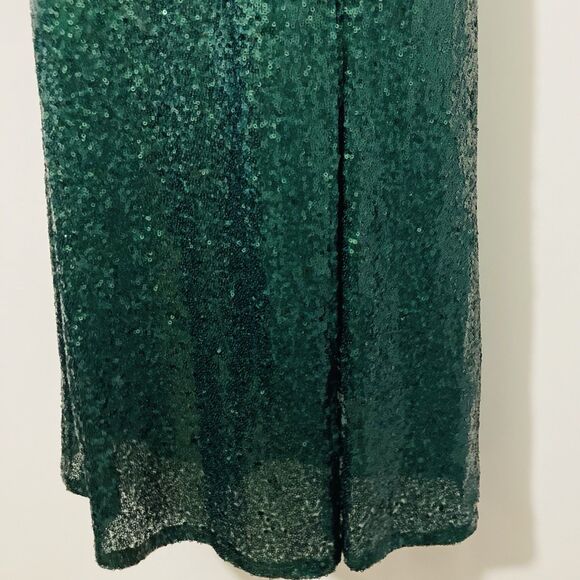 Altar'd State Sz XXS Paityn Strapless Sequin Maxi Dress Satin Halter Top Green - Picture 6 of 11
